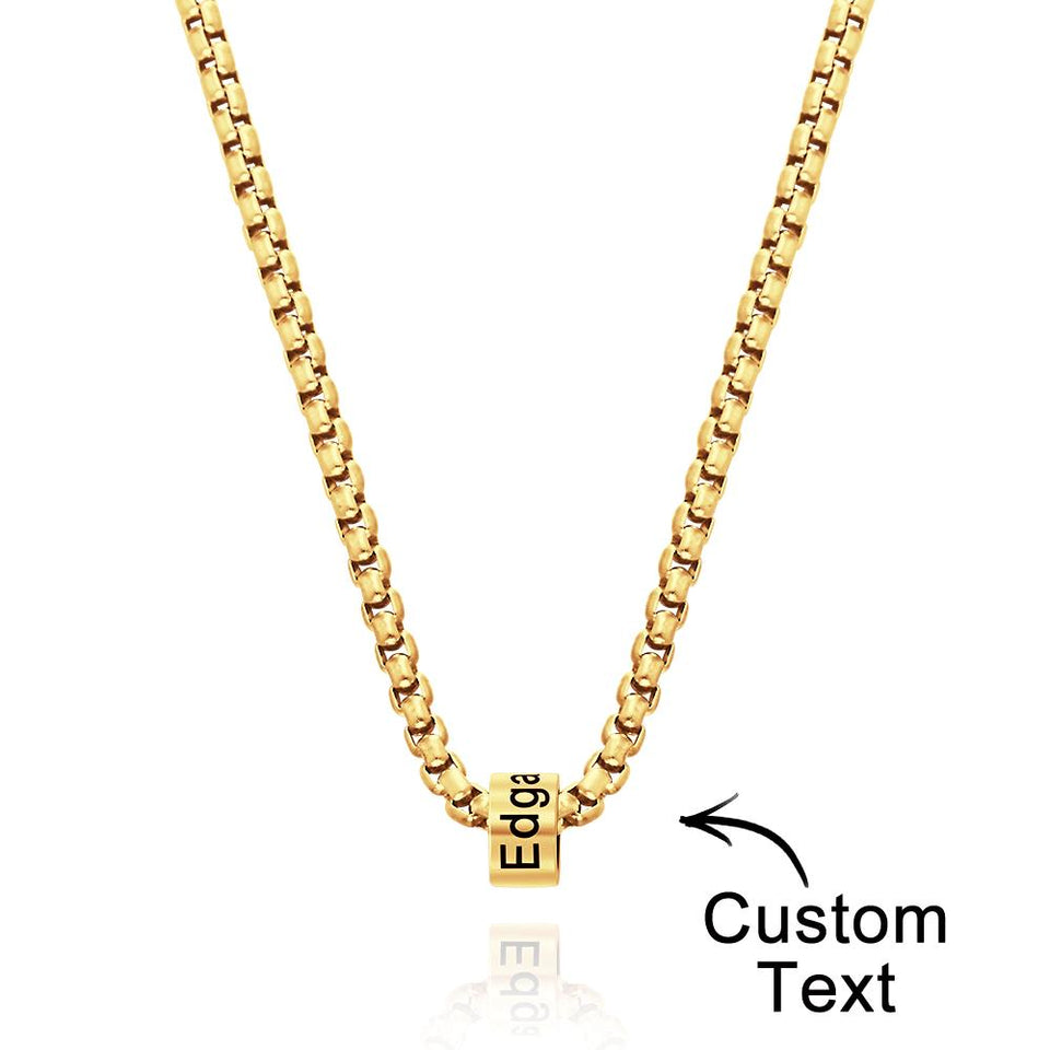 Personalized Bead Collarbone Chain Engraved Charm