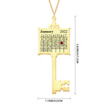 Key Calendar Charm - Personalized Key Birthday Calendar Necklace