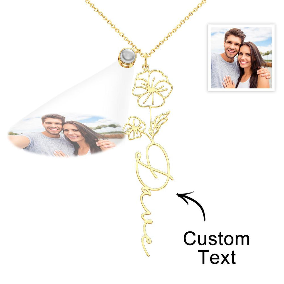 Birth Flower Photo Projection Charm - gift for anyone, who lost a loved one - Personalized Birth Flower Photo Projection Charm