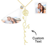 Birth Flower Photo Projection Charm - gift for anyone, who lost a loved one - Personalized Birth Flower Photo Projection Charm