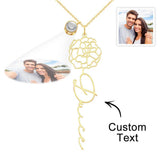 Birth Flower Photo Projection Charm - gift for anyone, who lost a loved one - Personalized Birth Flower Photo Projection Charm