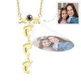 Personalized Feet Projection Engraved Charm - Gift for mom, who lost a loved one