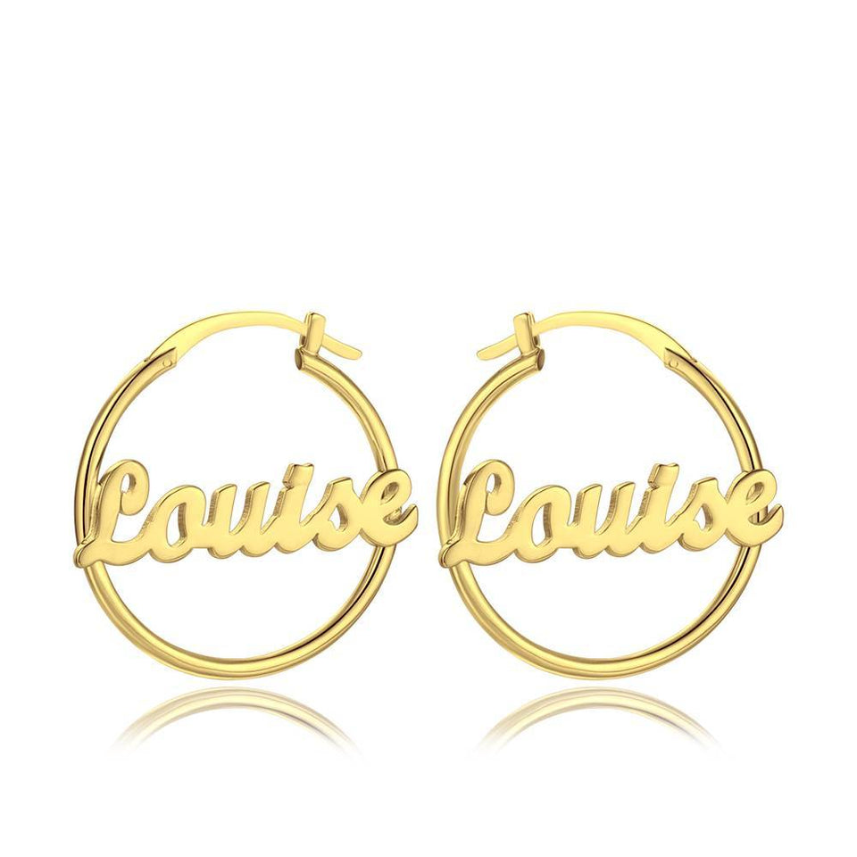 Any Text - Personalized Name Hoop Earrings