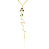 Personalized Name Birth Month Colorful Flower Necklace