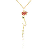 Personalized Name Birth Month Colorful Flower Necklace