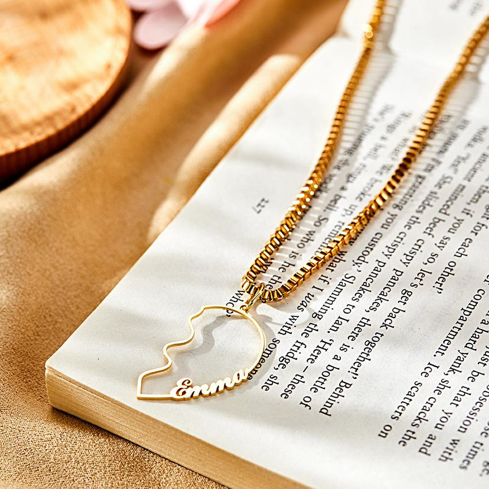 Any Name Heart - Personalized Couple Name Heart Necklace