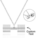 Personalized Engraved Weightlifting Small Barbell Necklace