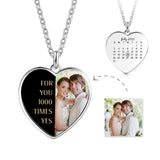 Personalized Couple Engraved Heart Photo Calendar Charm
