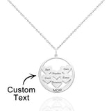 Custom Engraved Circle Hearts Necklace Charm - Personalized Necklace