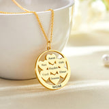 Custom Engraved Circle Hearts Necklace Charm - Personalized Necklace
