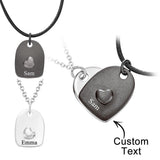 Couple Set - Personalized Couple Heart Matched Necklace Set