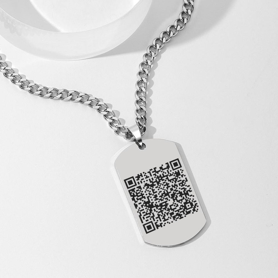 Any Photo - Personalized Men Engraved QR Code Necklace