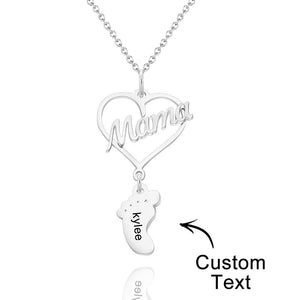Heart Baby Feet Charm - Personalized Newborn Necklace