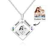 Any Phtos - Personalized Photo Engraved Necklace Square Multi-name