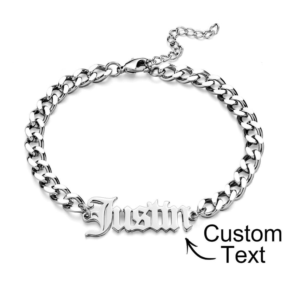 Any Name Or Message - Personalized Men's Stainless Steel Curb Chain