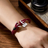 I Love You - Personalized Couple Engraved Bracelet Marine Anchor Cord Bracelet