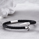 Any Name - Personalized Couple Engraved Leather Nail Bracelet