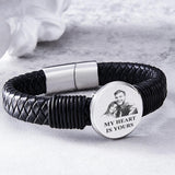 Any Photo - Personalized Couple Photo Leather Wide Bracelet