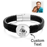 Any Photo - Personalized Couple Photo Leather Wide Bracelet