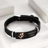 Any Photo And Message - Personalized Photo Engraved Black Bracelet