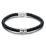 This Is Us - Personalized Family Black Leather Beads Bracelet