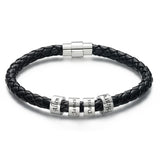 This Is Us - Personalized Family Black Leather Beads Bracelet