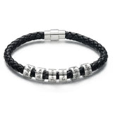 This Is Us - Personalized Family Black Leather Beads Bracelet