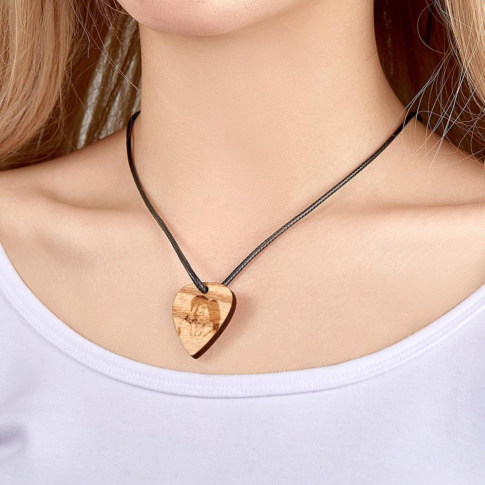 Forever And Always - Personalized Couple Photo Wooden Necklace
