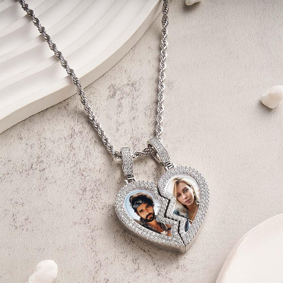 I Love You Forever - Personalized Couple Black Filter Photo Necklace