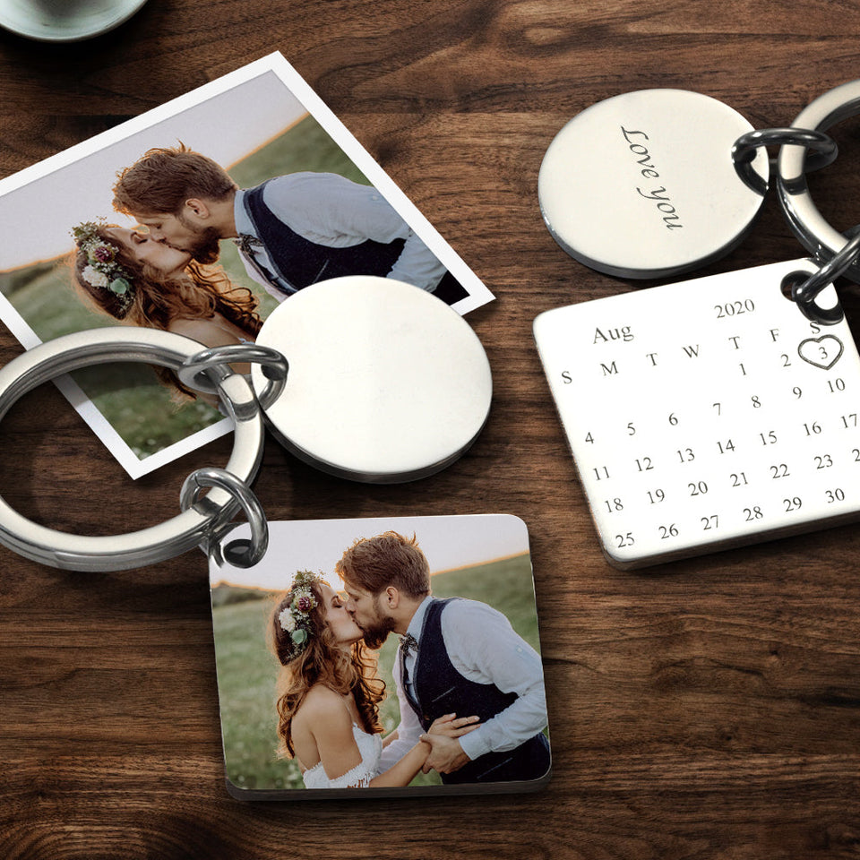 Custom Photo Calendar For Family, Couple, Besties Photo Calendar Keychain - gift for anyone, dog lover, cat lover, who lost a loved one - Personalized Keychain