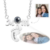 Personalized Feet Projection Engraved Charm - Gift for mom, who lost a loved one