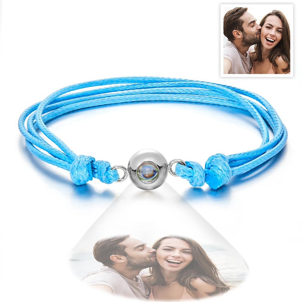 Weave Style Colorful Custom Projection Photo Charm - Personalized Projection Photo Bracelet