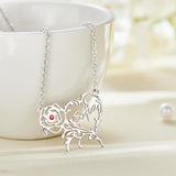 Name Rose - Personalized Rose Heart Birthstone Necklace