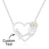 Personalized Daisy Heart-shaped Name Necklace