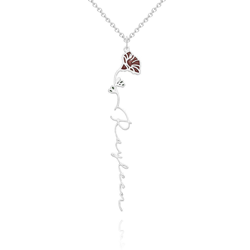 Personalized Name Birth Month Colorful Flower Necklace