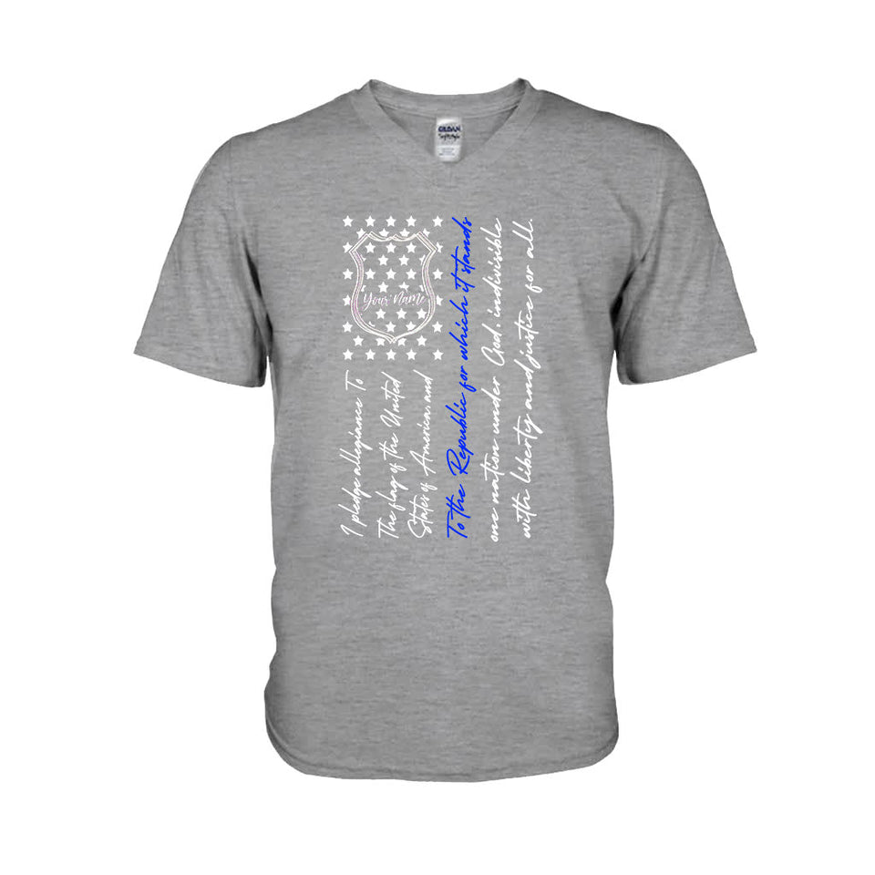 Police Badge Pledge Of Allegiance - Personalized Independence Day T-shirt and Hoodie