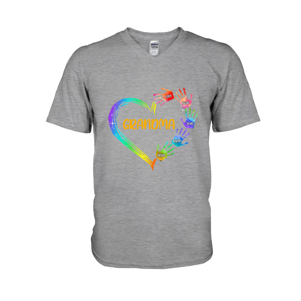 Grandma Heart Prints - Personalized Grandma T-shirt and Hoodie