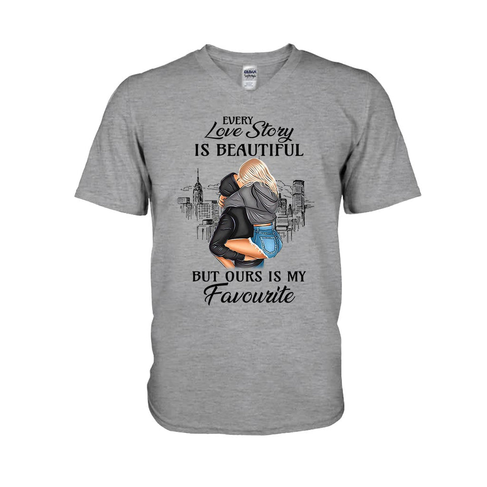 Every Love Story Is Beautiful But Ours Is My Favourite - Personalized Couple T-shirt and Hoodie