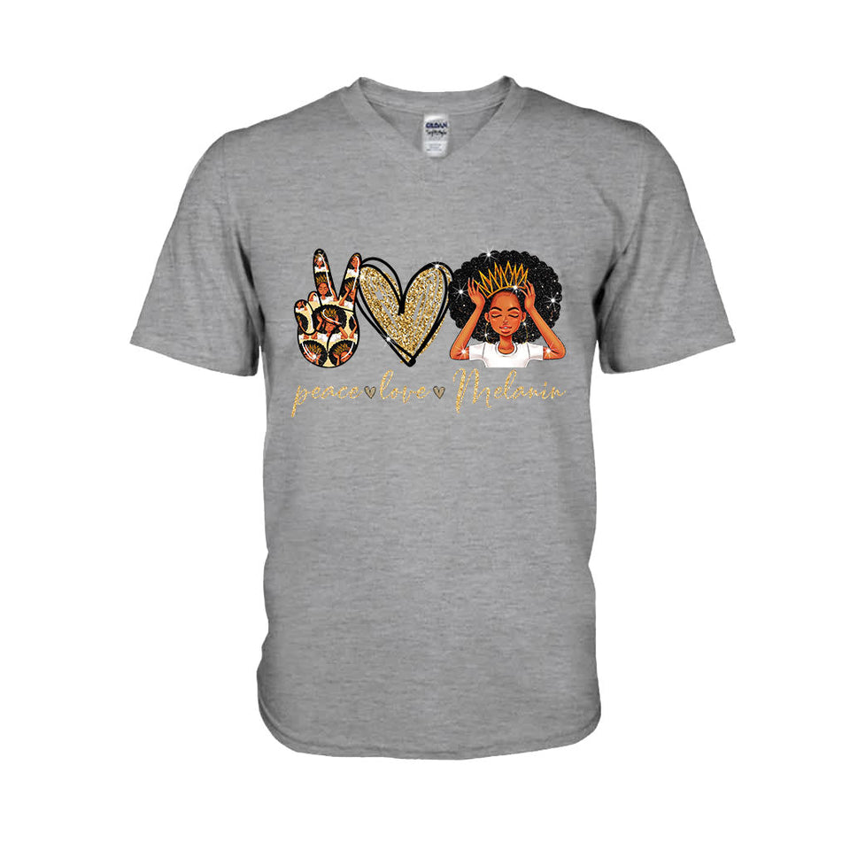 Melanin -African American T-shirt and Hoodie With Faux Glitter Print 1121
