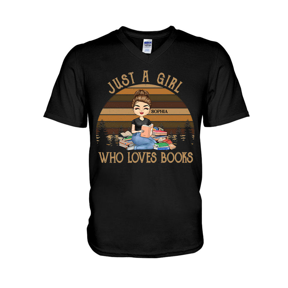 Just A Girl Who Loves Books - Personalized Book T-shirt and Hoodie