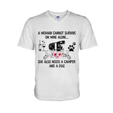 A Woman Cannot Survive On Wine Alone - Camping T-shirt and Hoodie 1121