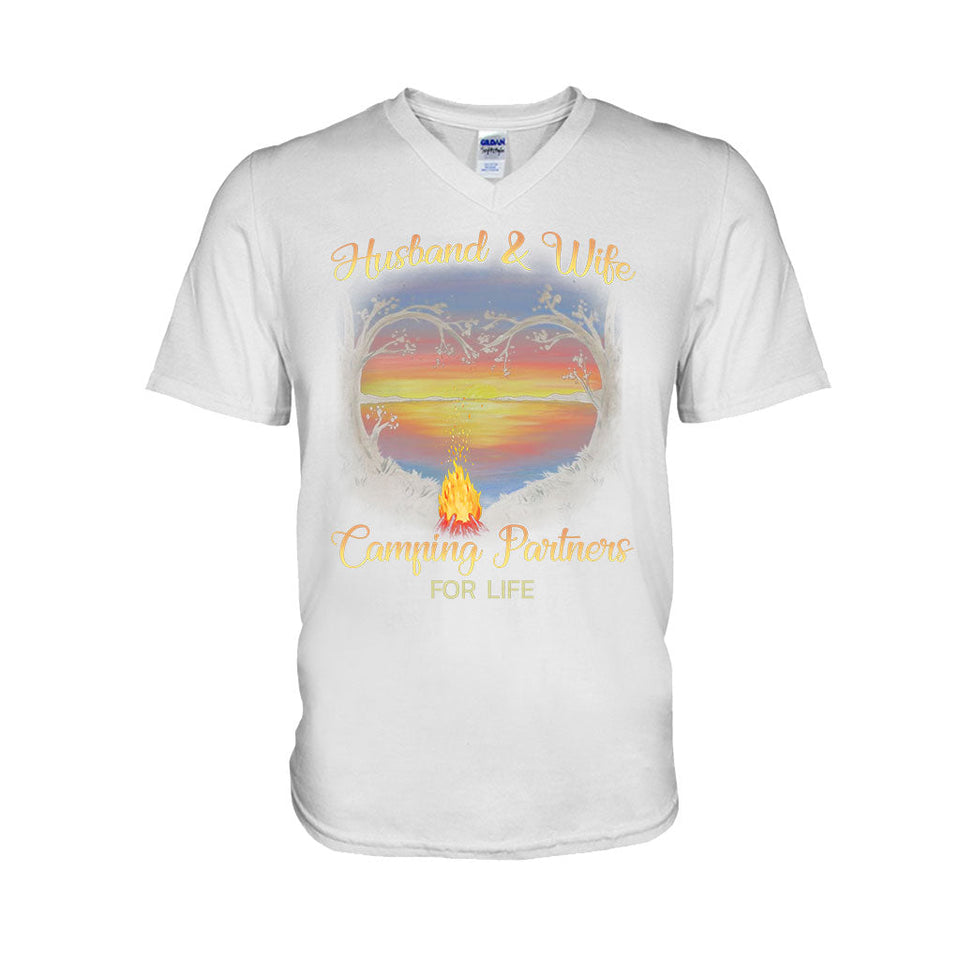 Husband And Wife Camping Partners For Life - T-shirt and Hoodie 1121