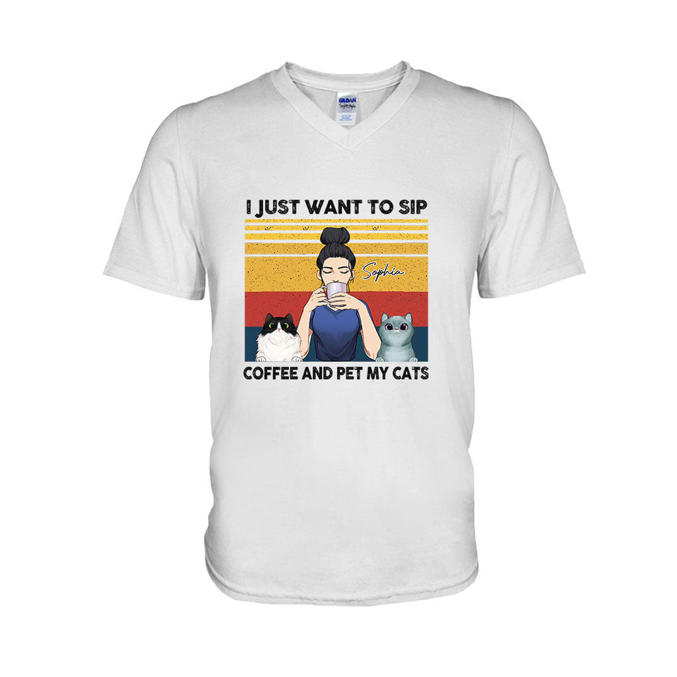 Cat Mom Coffee - Personalized Cat T-shirt and Hoodie