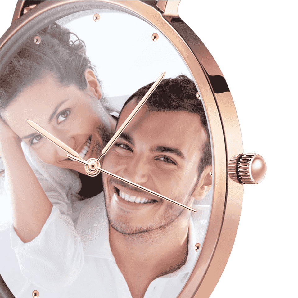 Personalized Unisex Engraved Rose Goldtone Photo