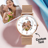 Personalized Photo Engraved Rose Gold Alloy Bracelet