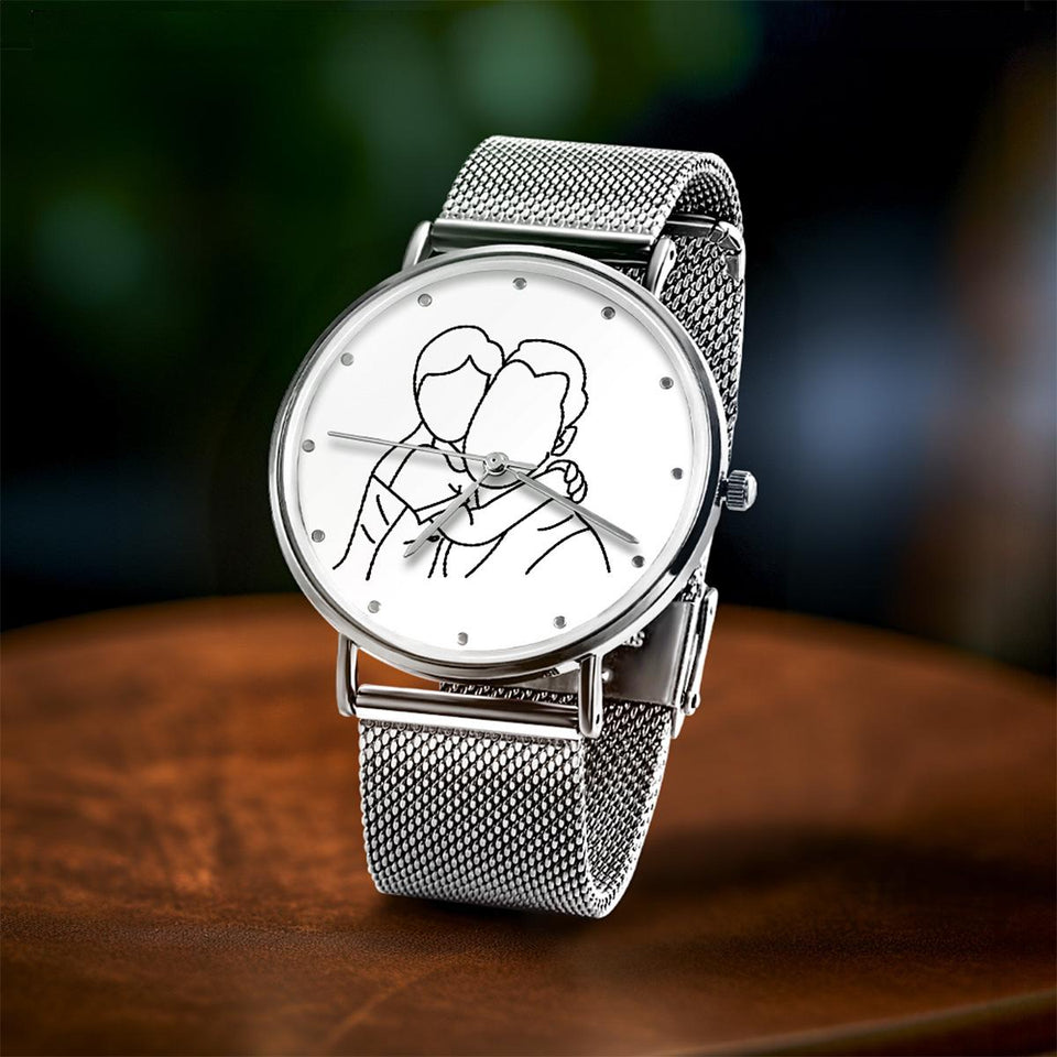 Personalized Photo To Line Art Engraved Alloy Bracelet
