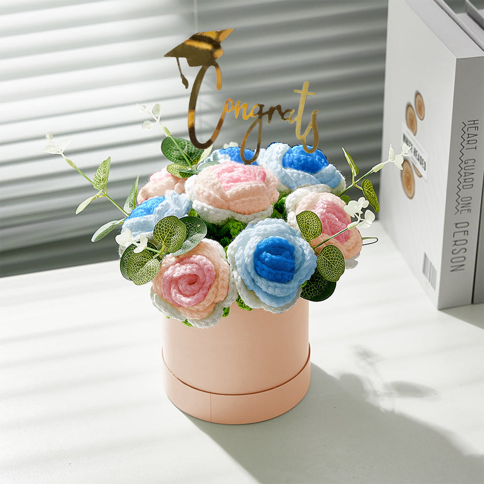 Congratulations Graduate - Personalized Graduation Crochet Flowers Graduation Gift Box