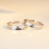 Mountain Ocean Lovers Matching Ringss - Couple Ring