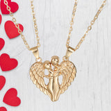 Magnetic Matching Angel - Couple Heart Necklace