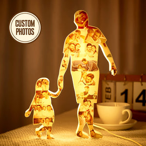 Dad Holding My Hand - Personalized Father Photo Lamp